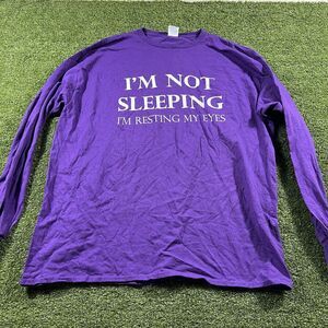 I'm Not Sleeping I'm Just Resting My Eyes T-Shirt 2XL Purple Long Sleeve